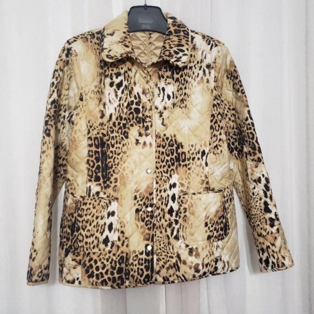 Dana Buchman Animal Leopard Cheetah Print Blazer Size XL